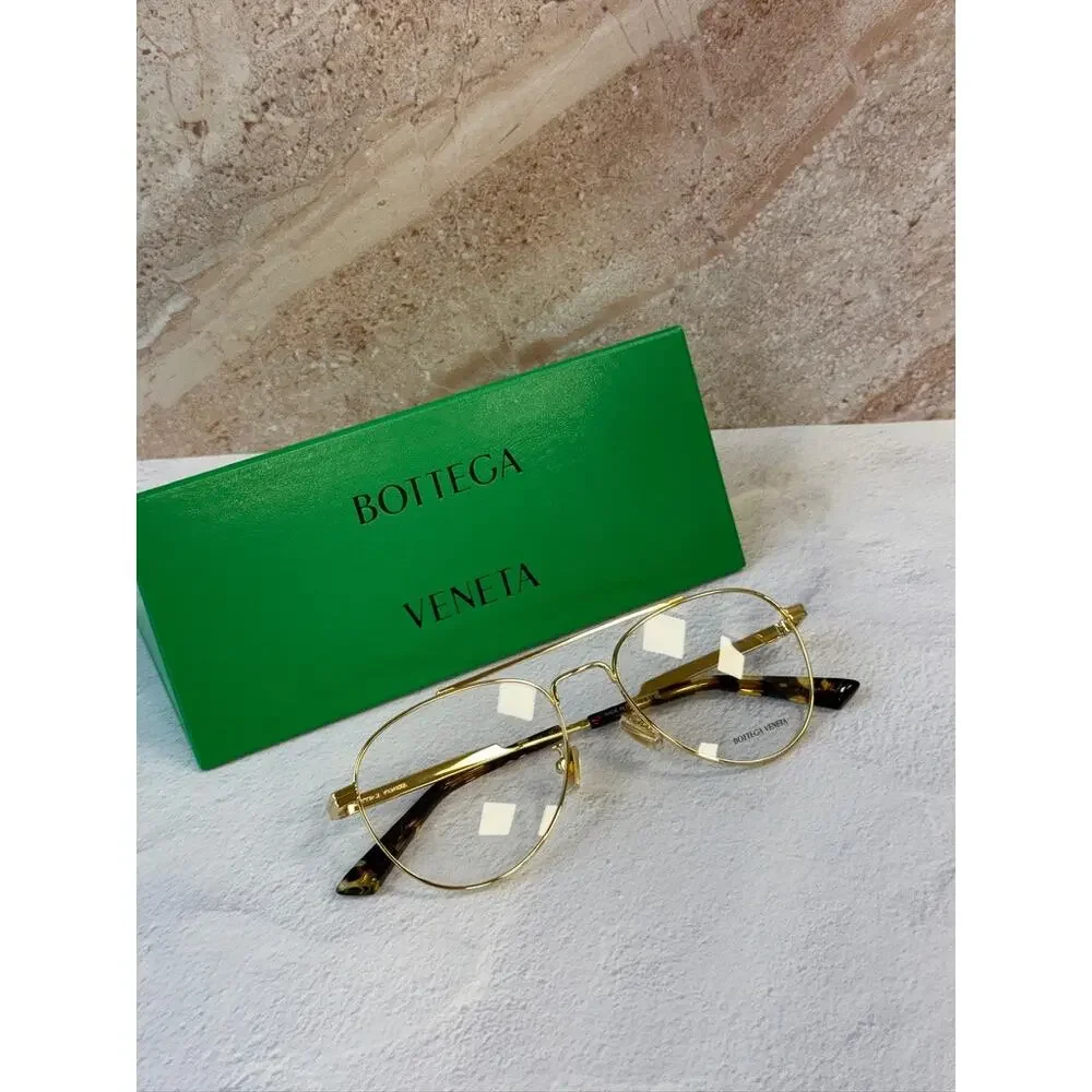 NEW Bottega Veneta BV1340OK Gold Aviator Eyeglasses Frames